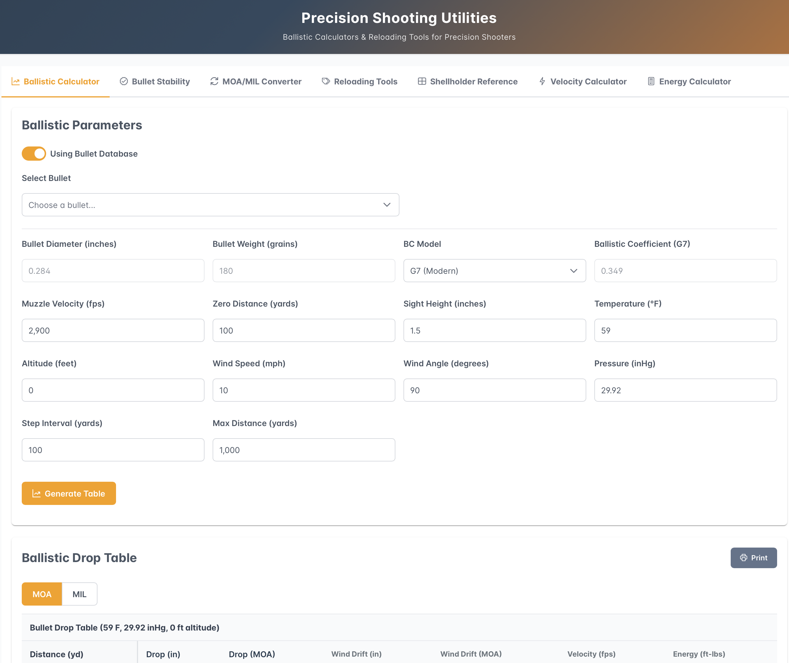 BulletArc - Ballistic Calculator
